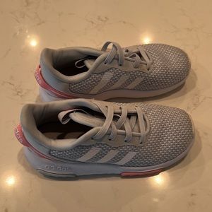 Girls light grey Adidas sneakers. Worn once.